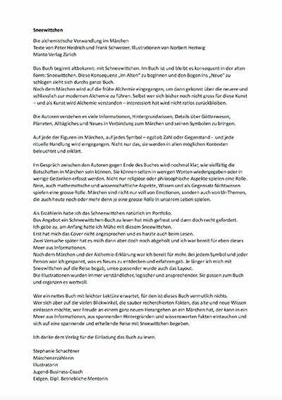 Rezension der Märchen-Stiftung Walter Kahn, Frau Angelika B. Hirsch