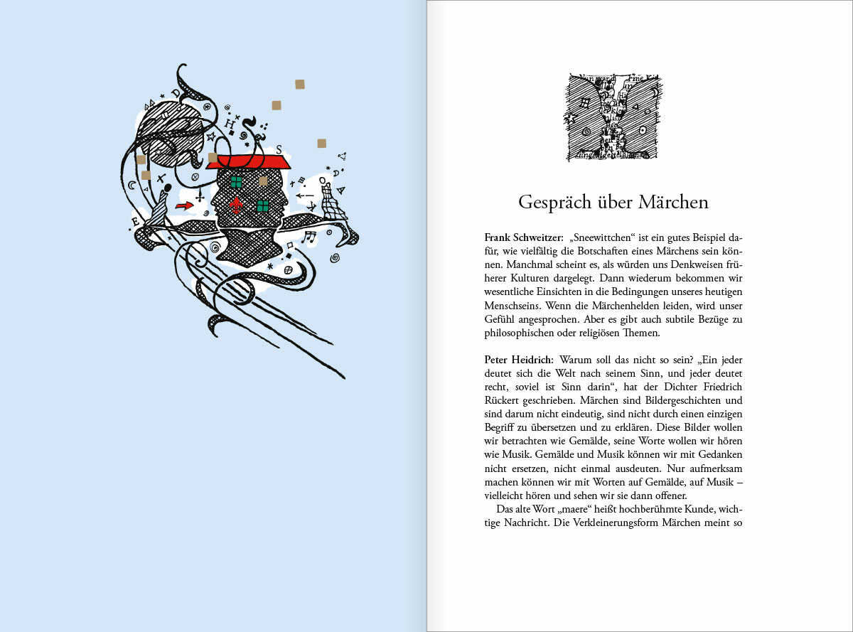 Buch Sneewittchen | Die alchemistische Verwandlung im Märchen, Seite 38 und 39 mit Illustration und Essay